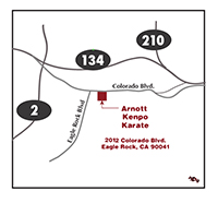 Arnott Kenpo Karate maps to our two parking lots